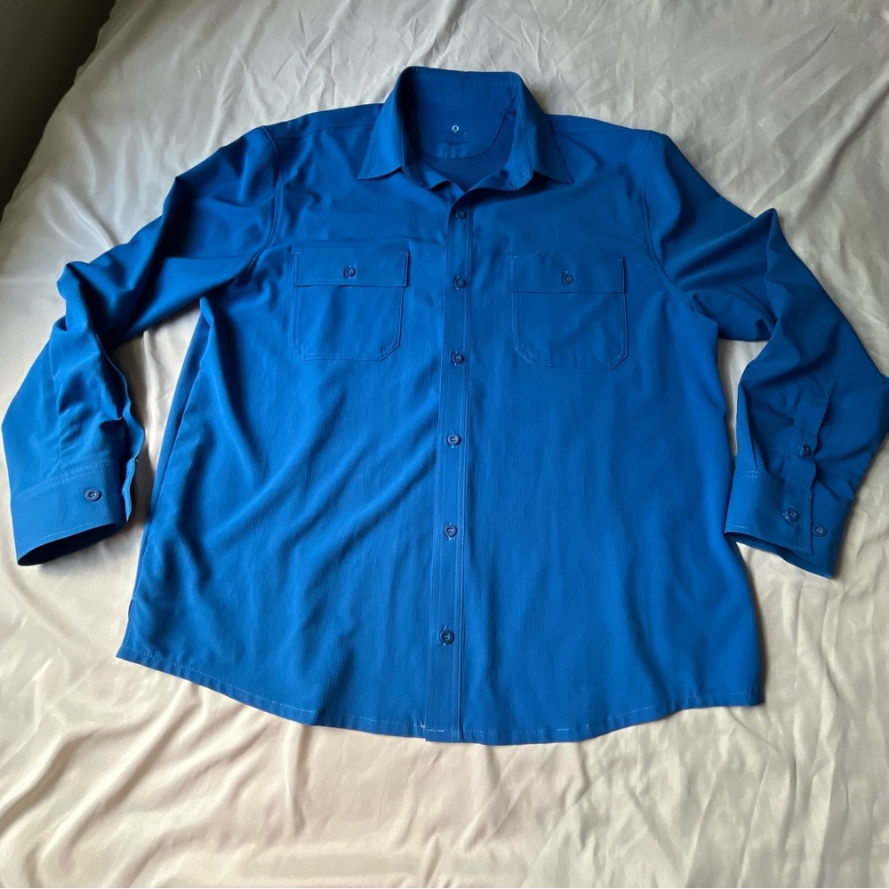 SUN RIVER CLOTHING CO. Long Sleeve Button Up Fishing Style Shirt Blue Men's XL